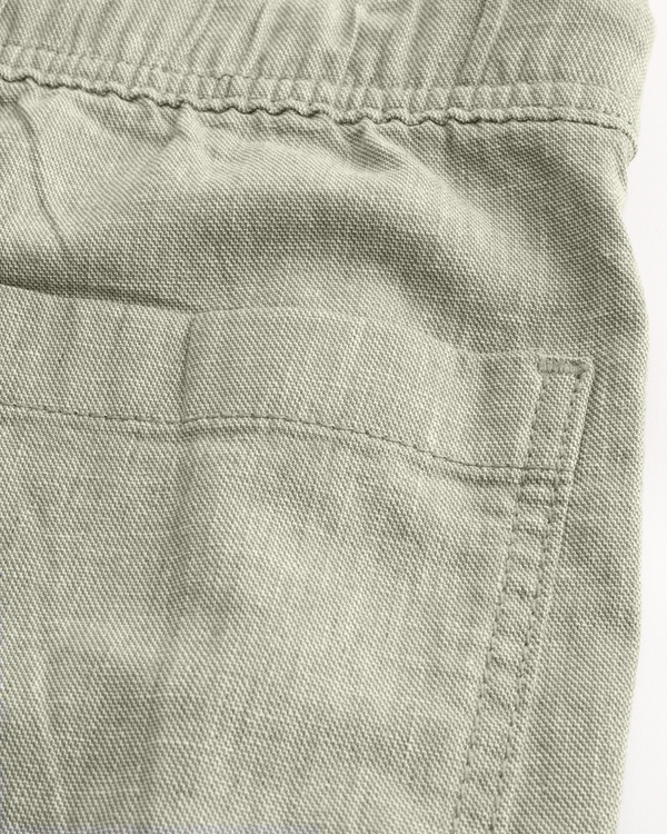 Linen-Blend Flex-Waist Baggy Pants