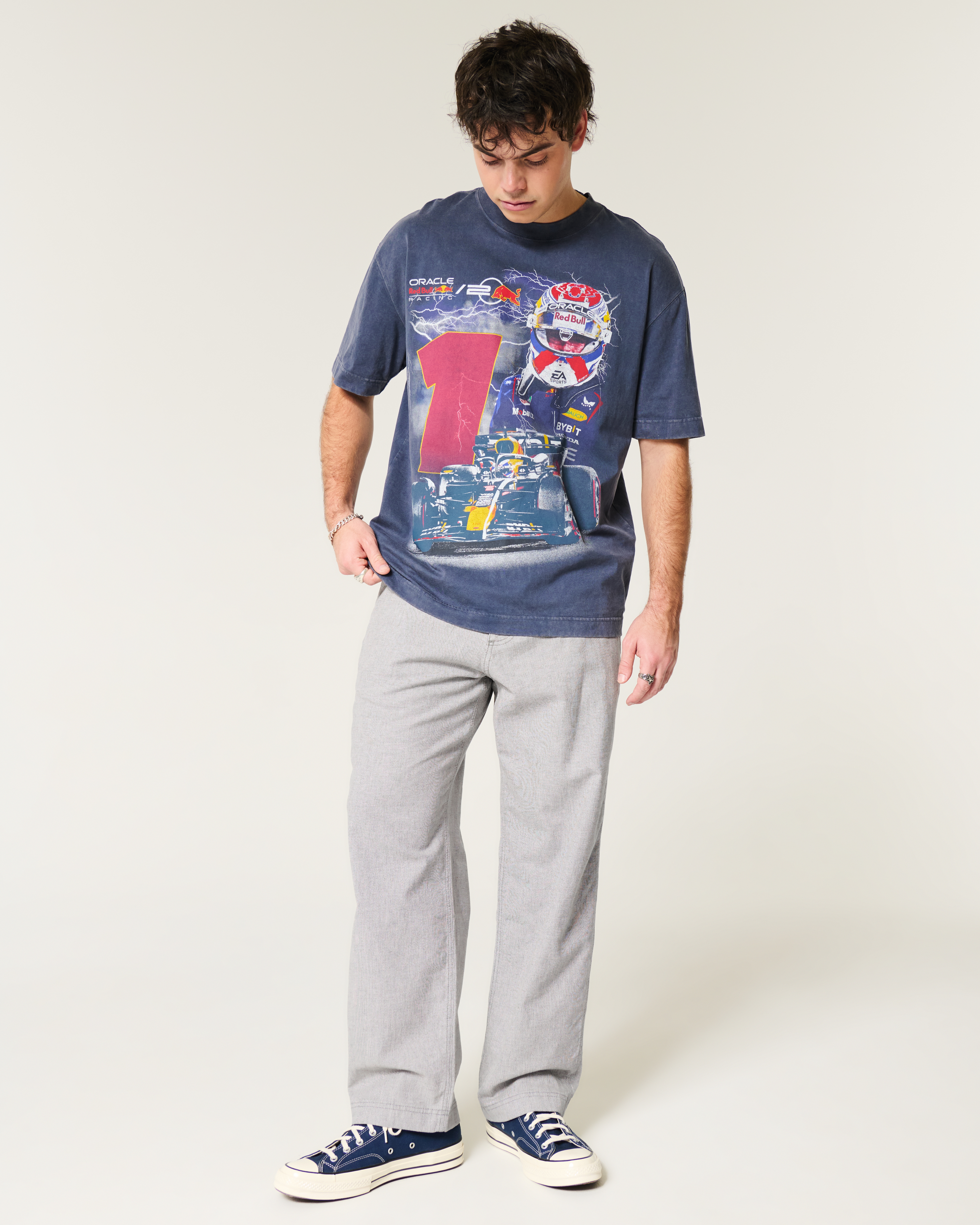 Linen-Blend Flex-Waist Baggy Pants