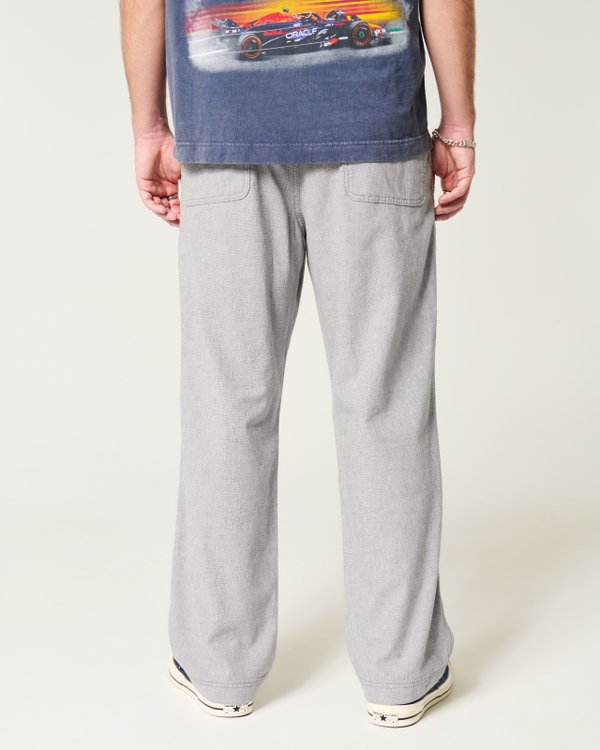 Linen-Blend Flex-Waist Baggy Pants