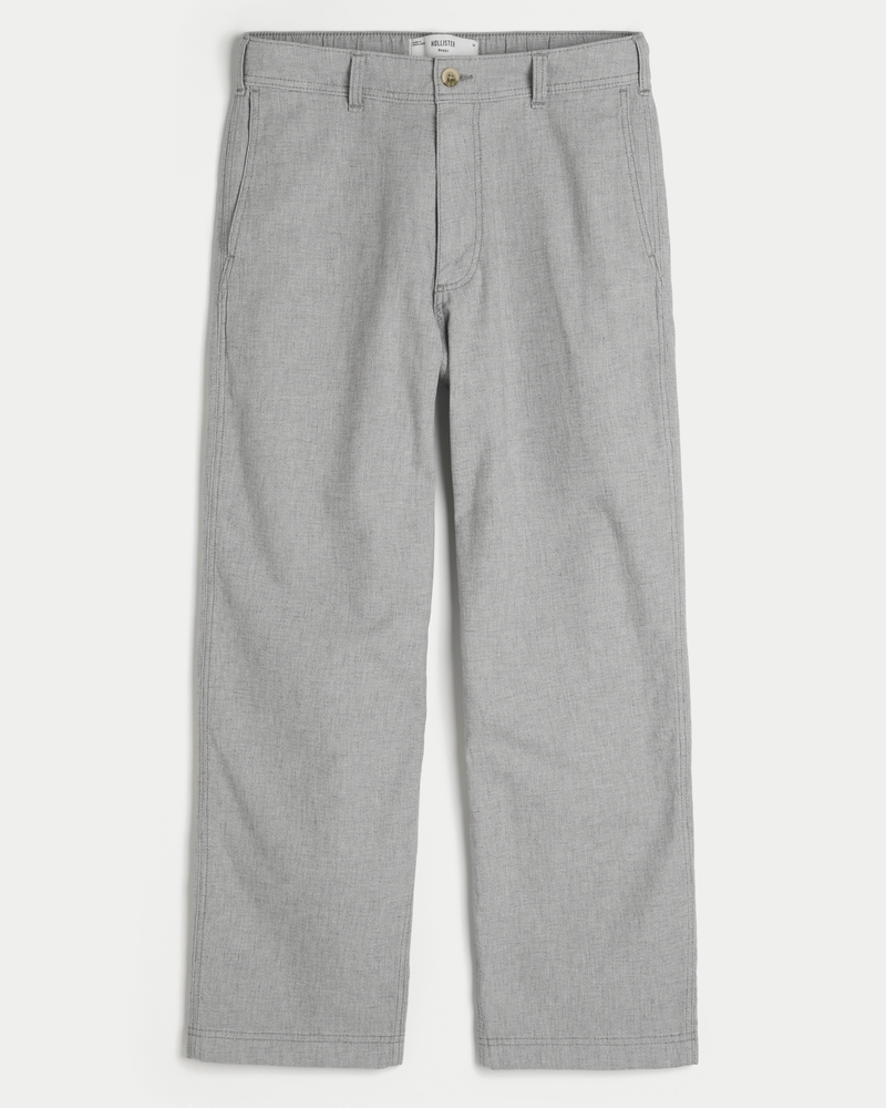 Linen-Blend Flex-Waist Baggy Pants