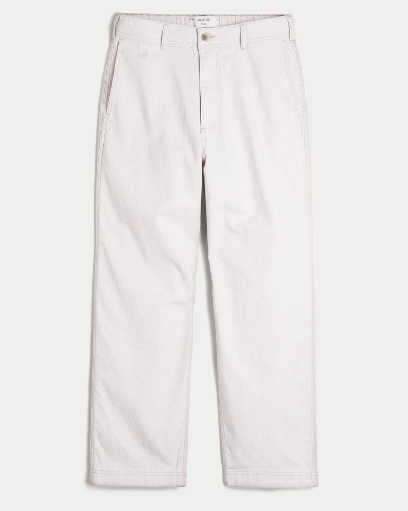 Linen-Blend Flex-Waist Baggy Pants