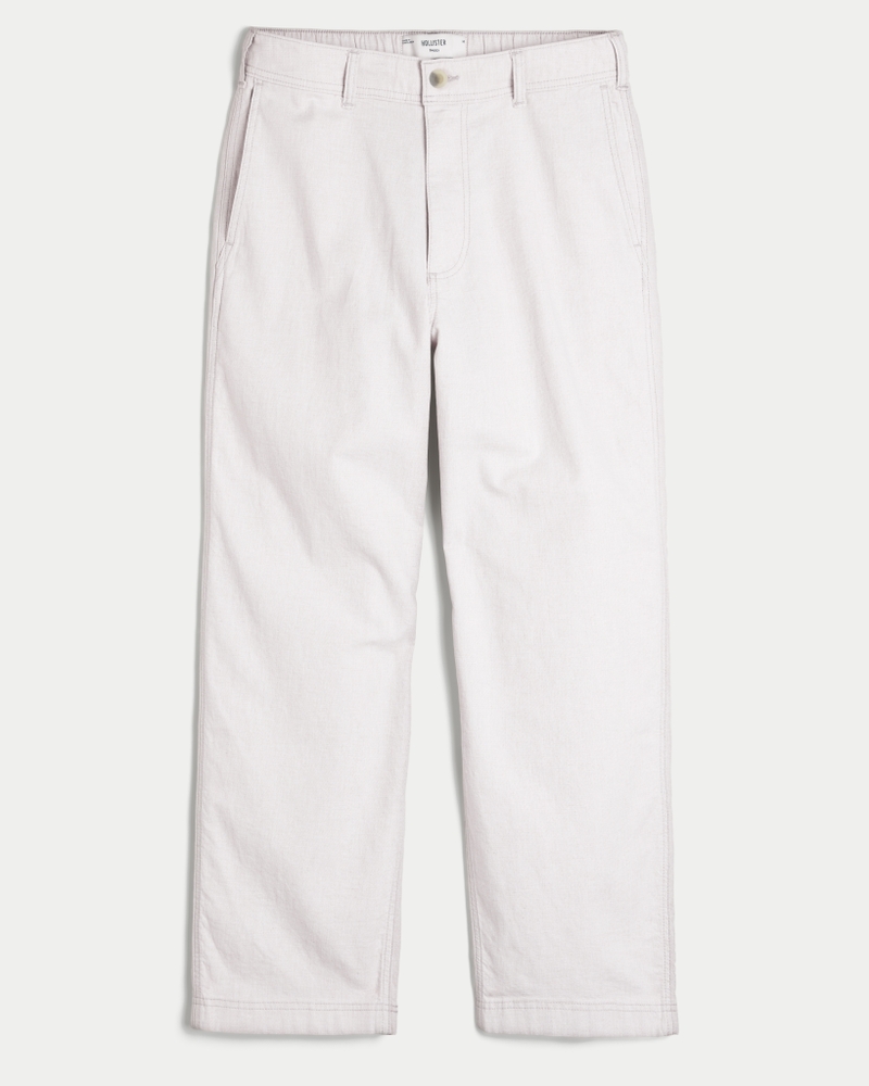 Linen-Blend Flex-Waist Baggy Pants