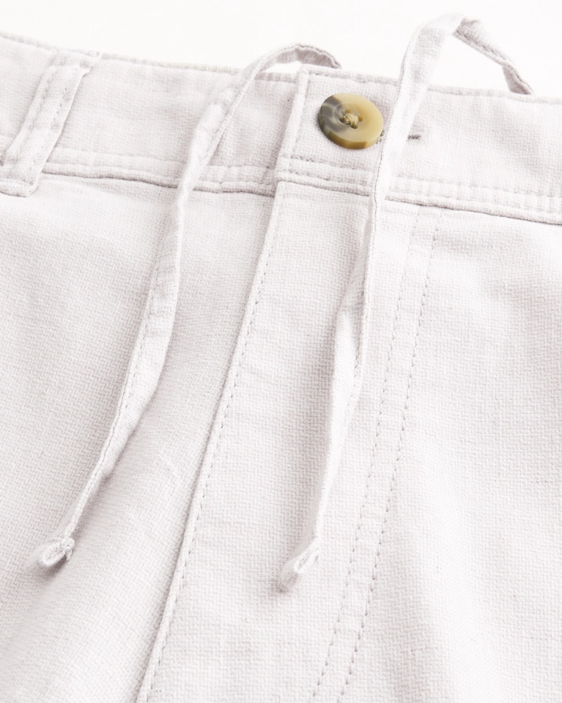 Linen-Blend Flex-Waist Baggy Pants