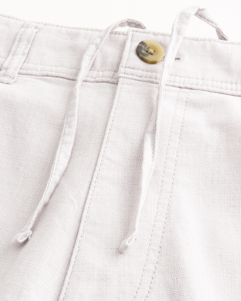 Linen-Blend Flex-Waist Baggy Pants