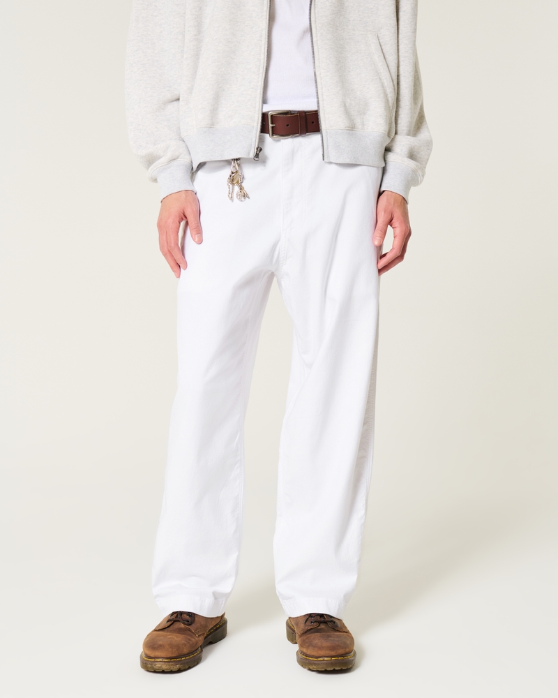 Linen-Blend Flex-Waist Baggy Pants