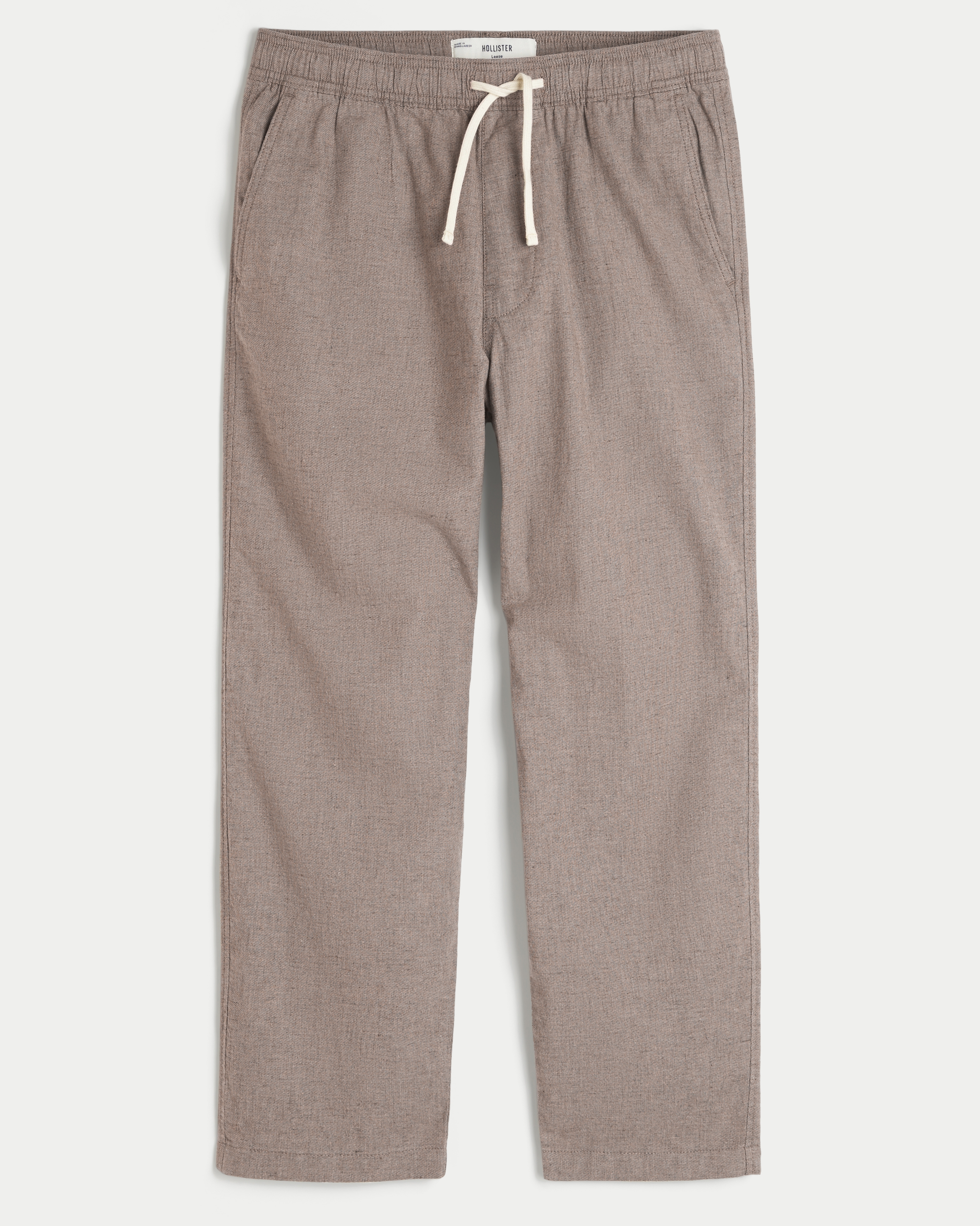 Linen-Blend Loose Pull-On Pants