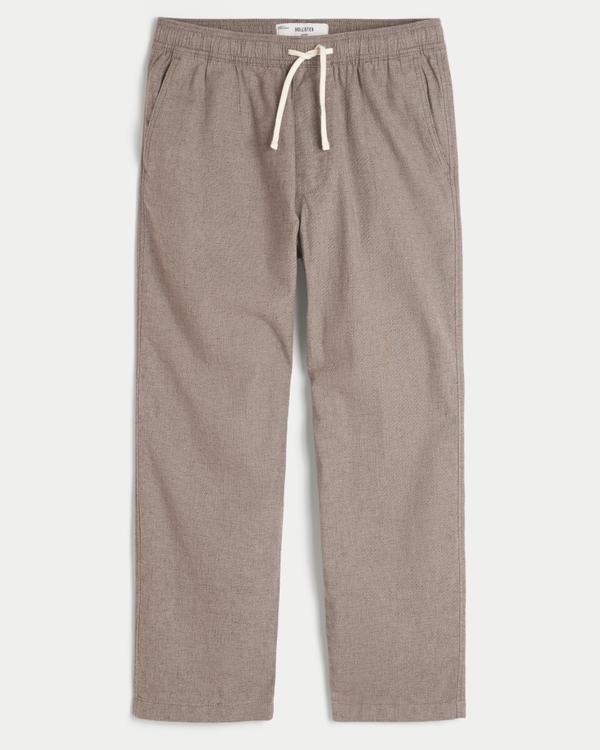 Linen-Blend Loose Pull-On Pants, Brown view 1