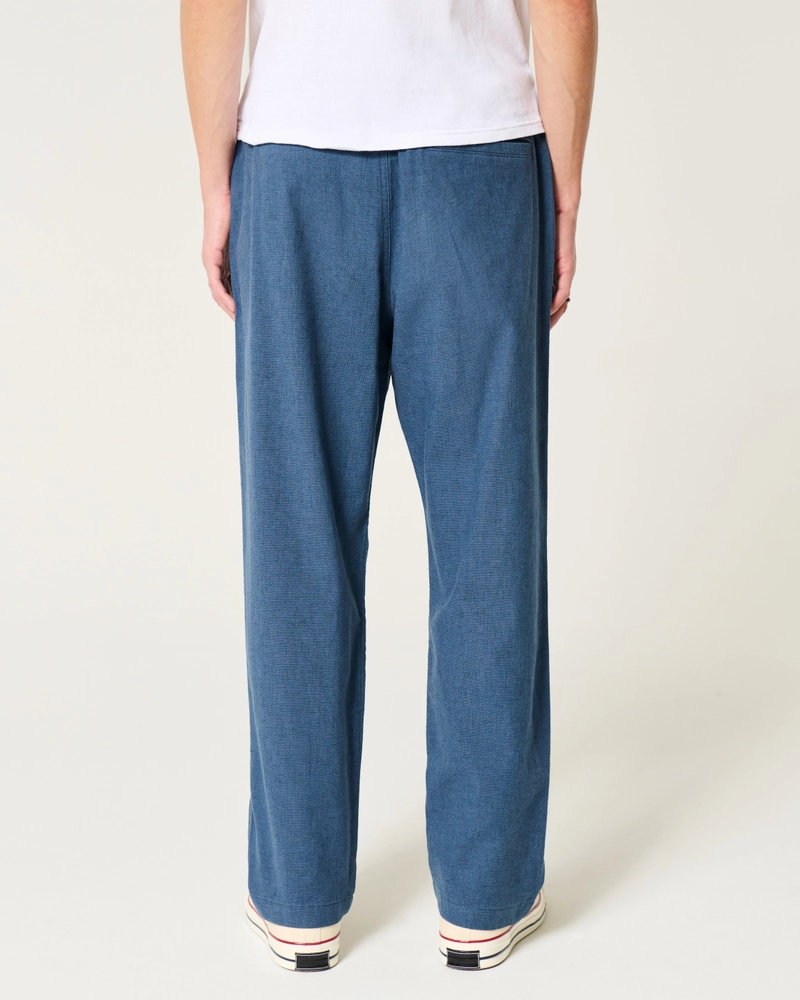 Linen-Blend Loose Pull-On Pants
