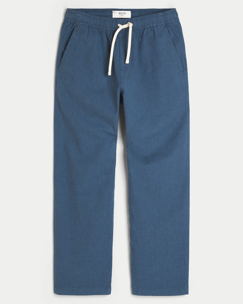 Linen-Blend Loose Pull-On Pants