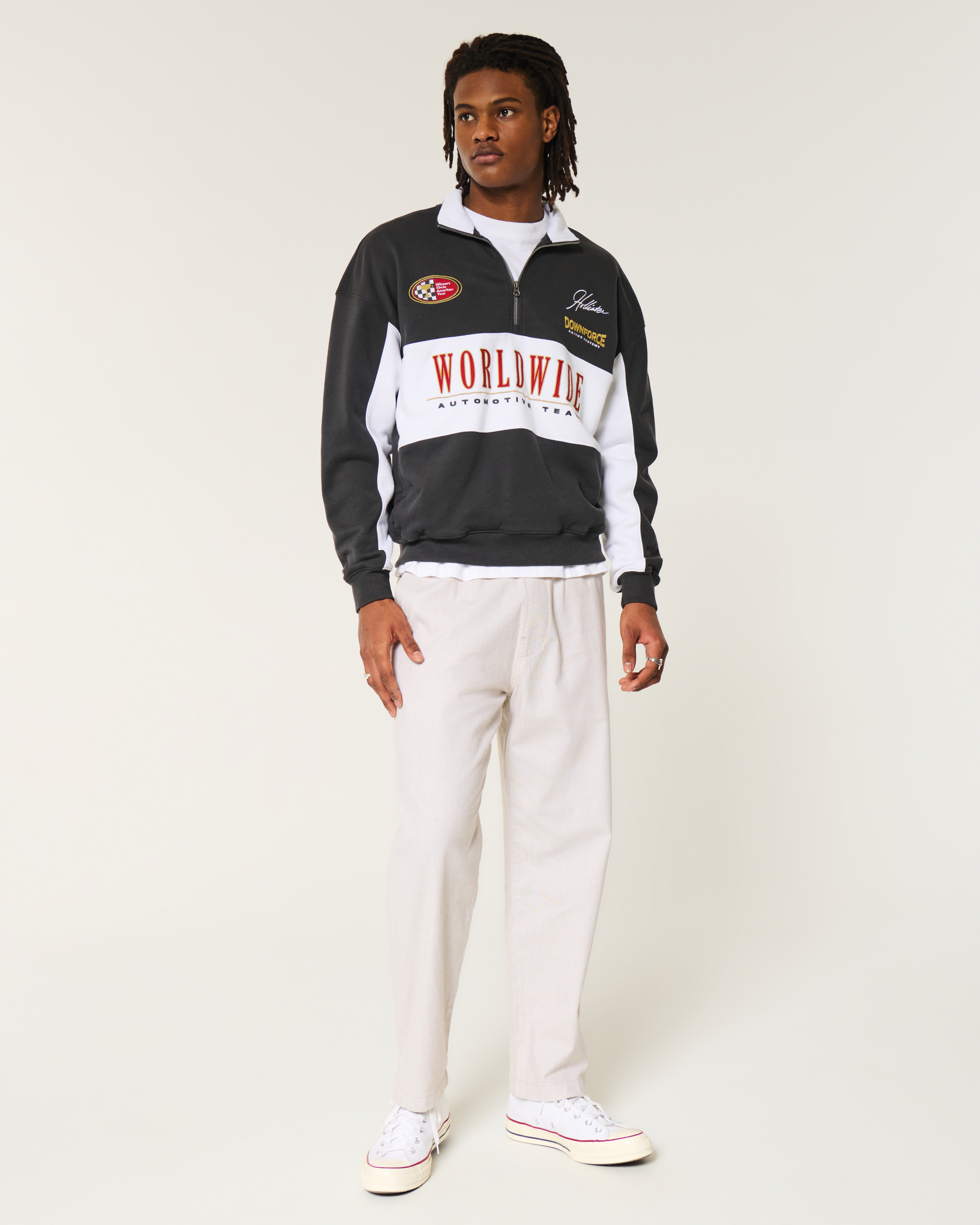 Linen-Blend Loose Pull-On Pants