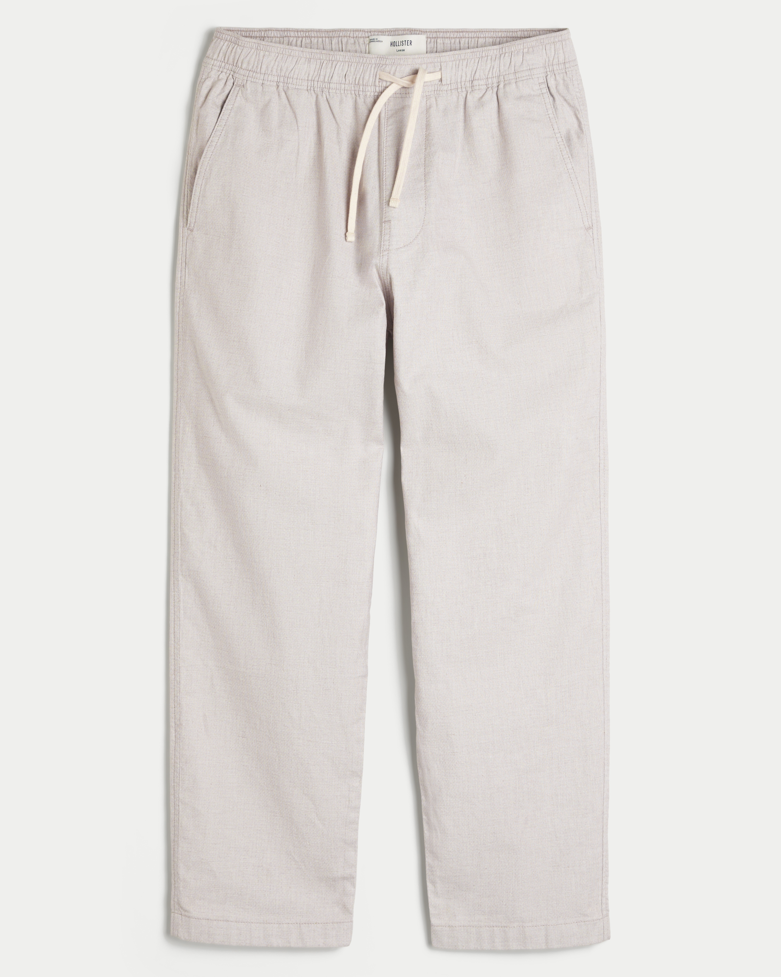 Linen-Blend Loose Pull-On Pants