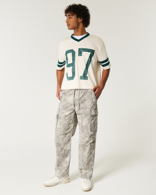 Baggy Camo Cargo Pull-On Pants, Cream Camo view 1