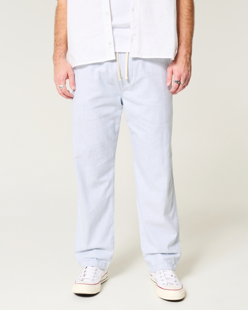 Linen-Blend Loose Pull-On Pants
