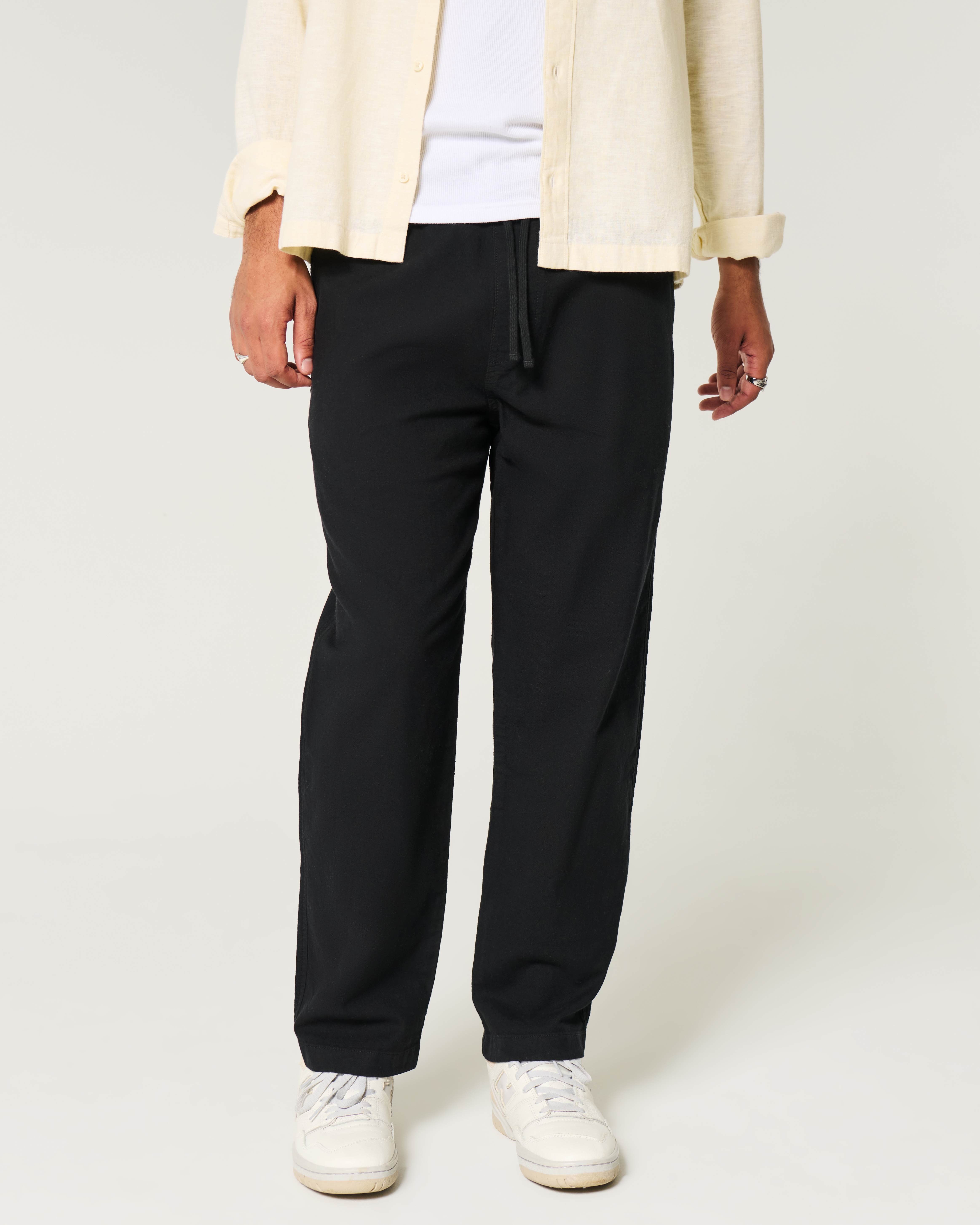 Linen-Blend Loose Pull-On Pants