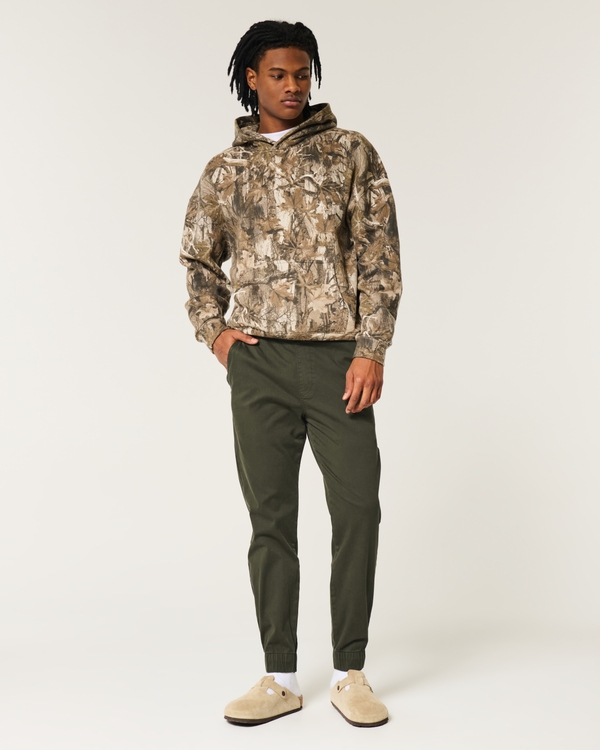 Relaxed Twill Joggers, Dark Olive