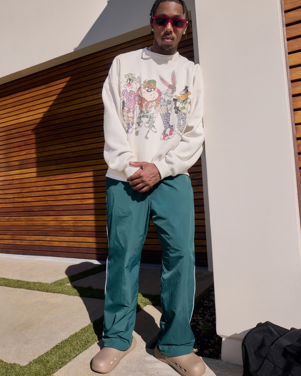 Baggy Track Pants, Dark Green view 1