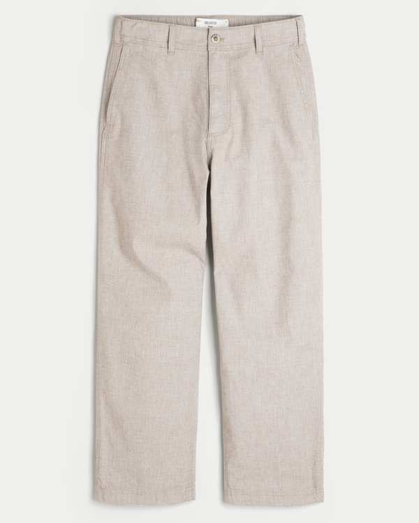 Linen-Blend Flex Waist Baggy Pants
