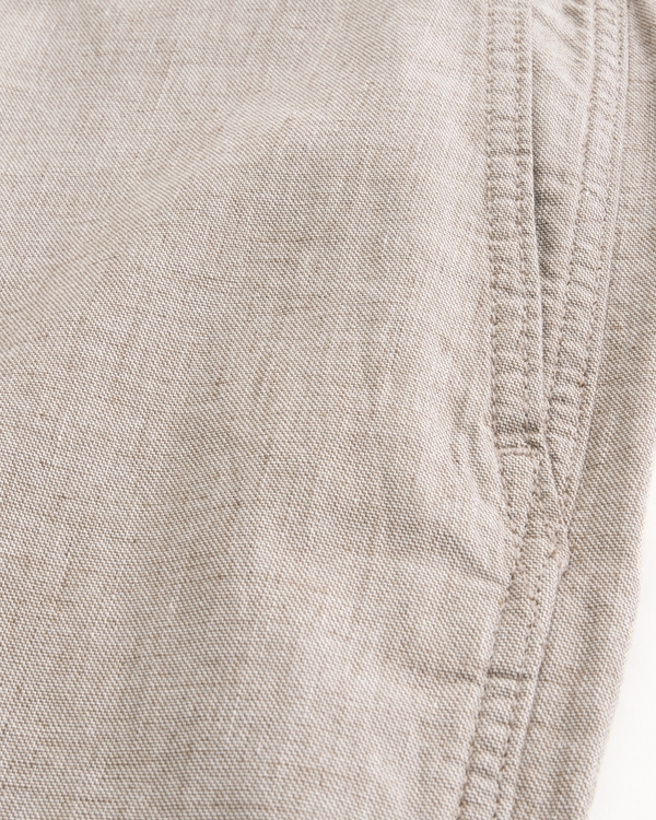 Linen-Blend Flex Waist Baggy Pants