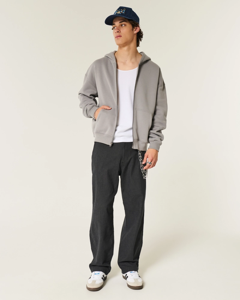 Linen-Blend Flex Waist Baggy Pants