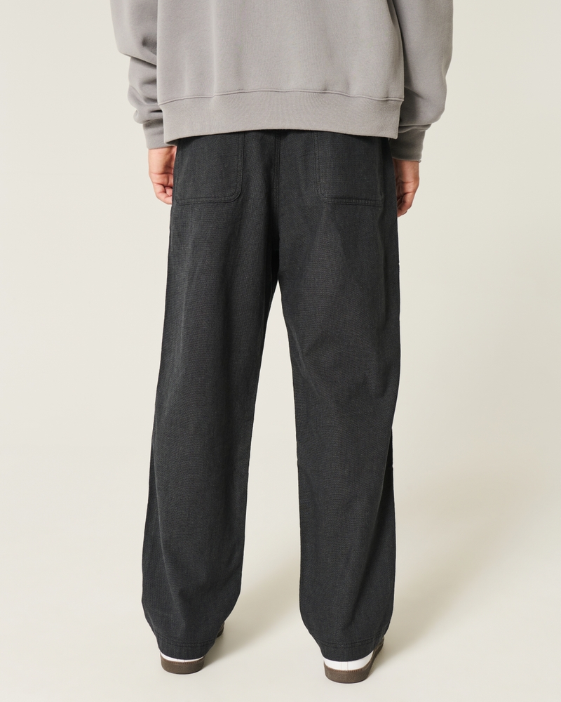 Linen-Blend Flex Waist Baggy Pants