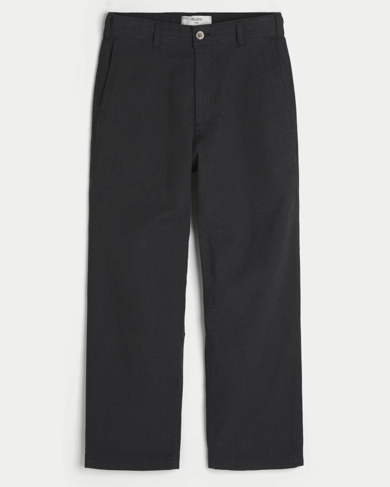 Linen-Blend Flex Waist Baggy Pants