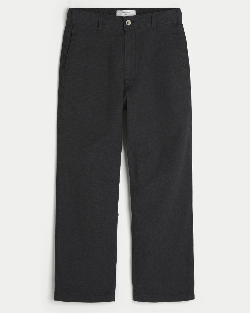 Linen-Blend Flex Waist Baggy Pants