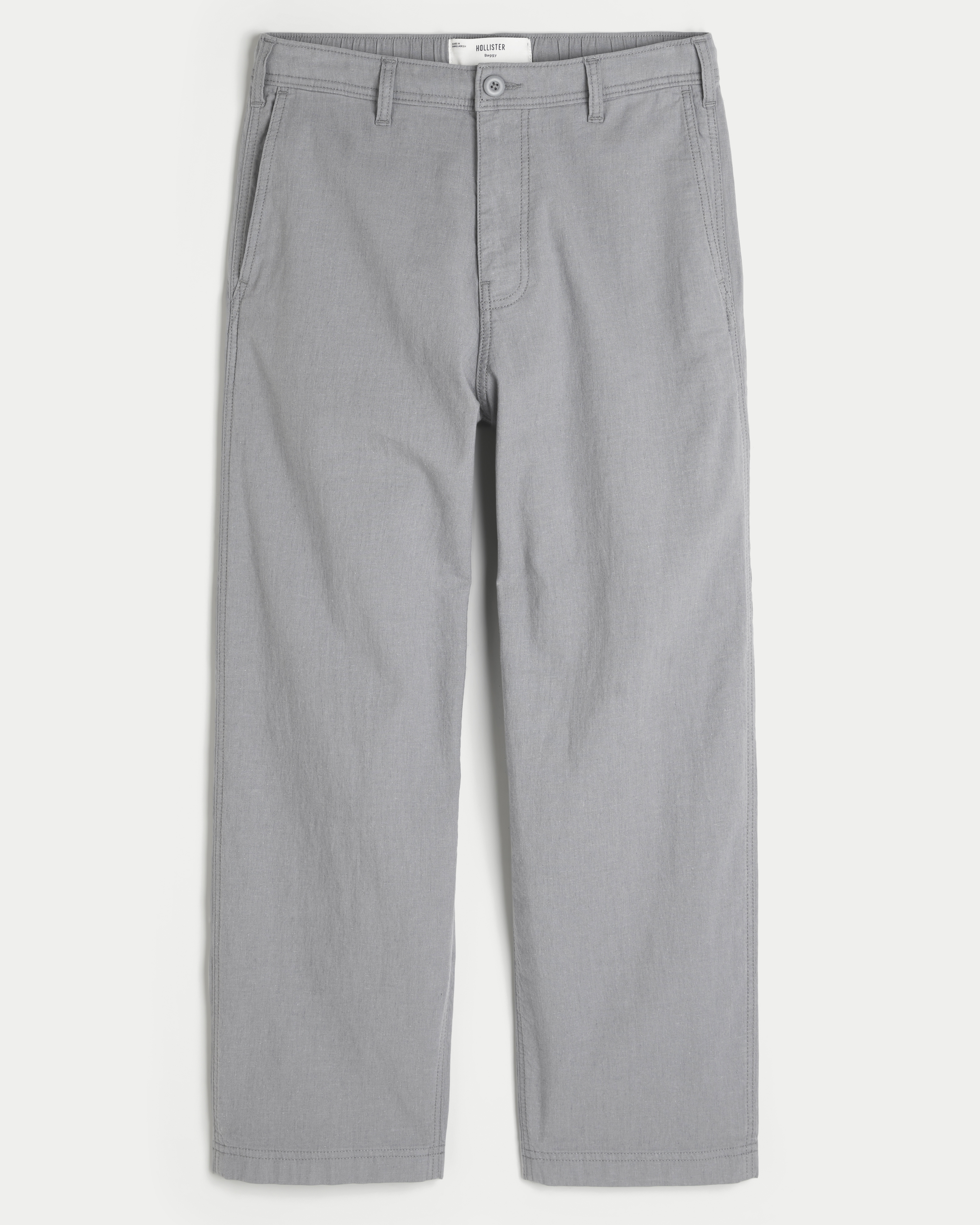 Linen-Blend Flex Waist Baggy Pants