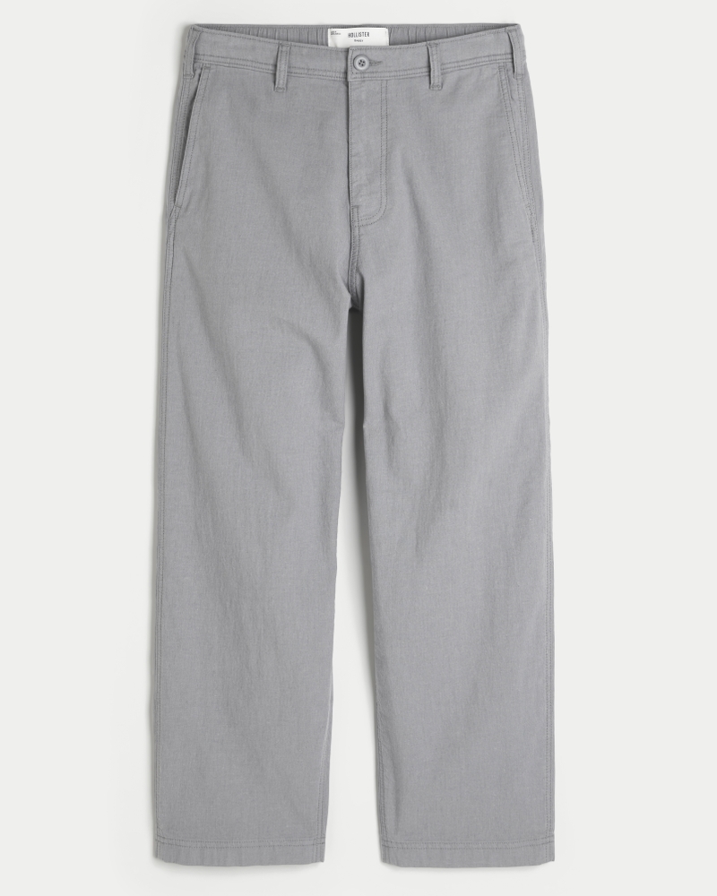 Linen-Blend Flex Waist Baggy Pants