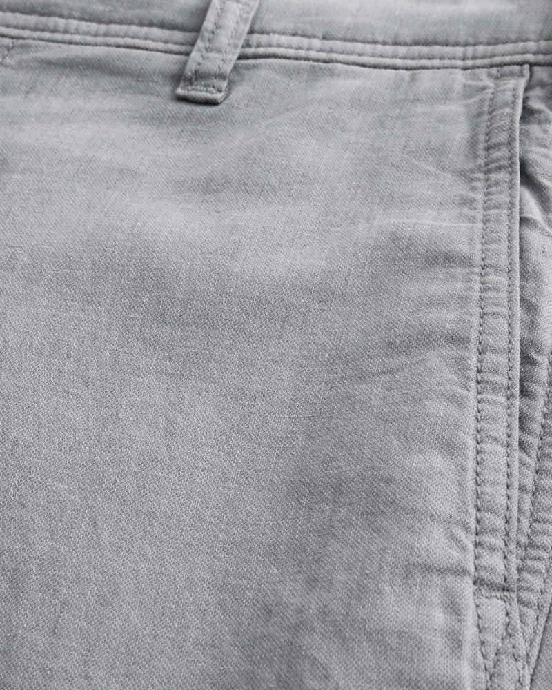 Linen-Blend Flex Waist Baggy Pants