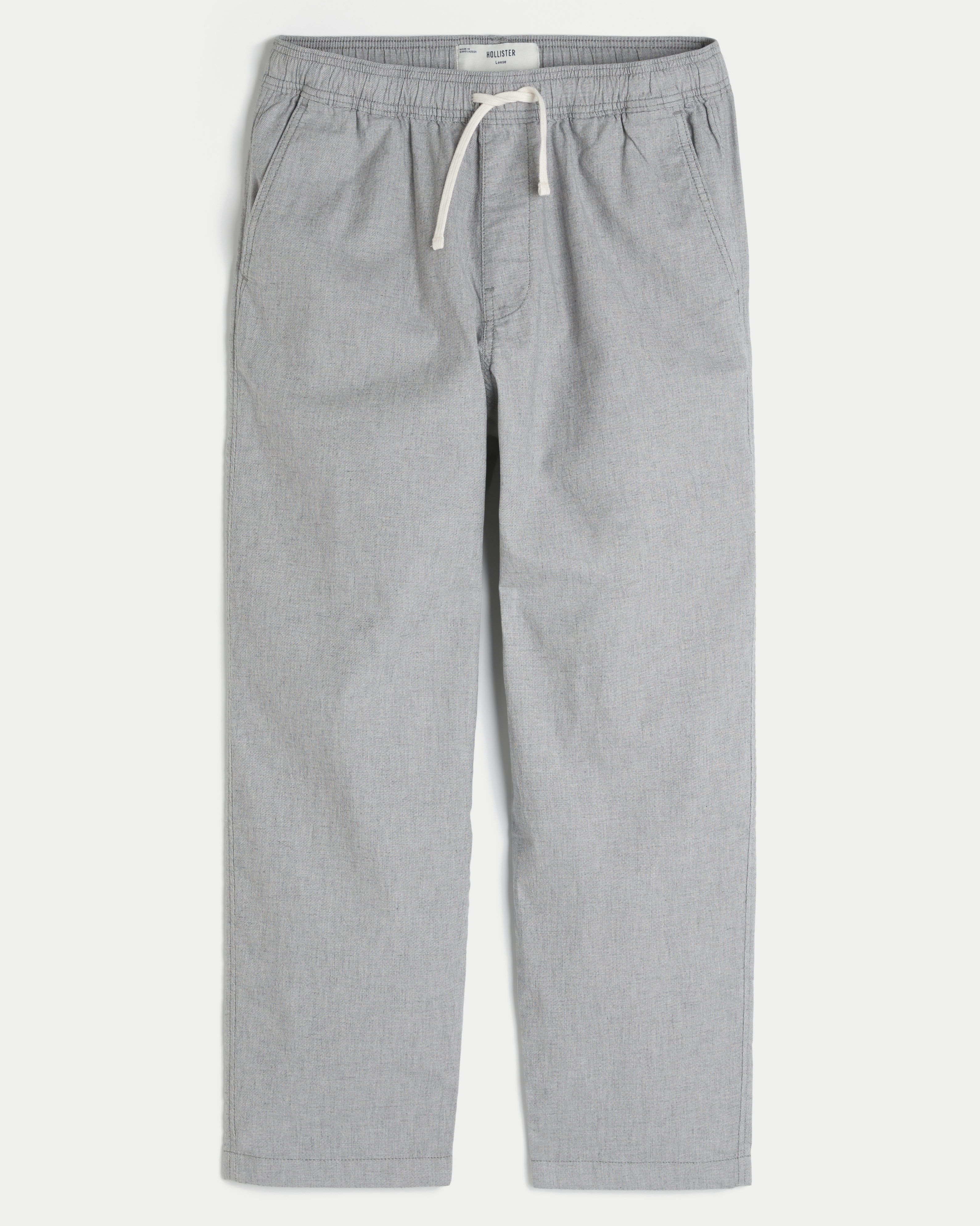 Linen-Blend Loose Pull-On Pants