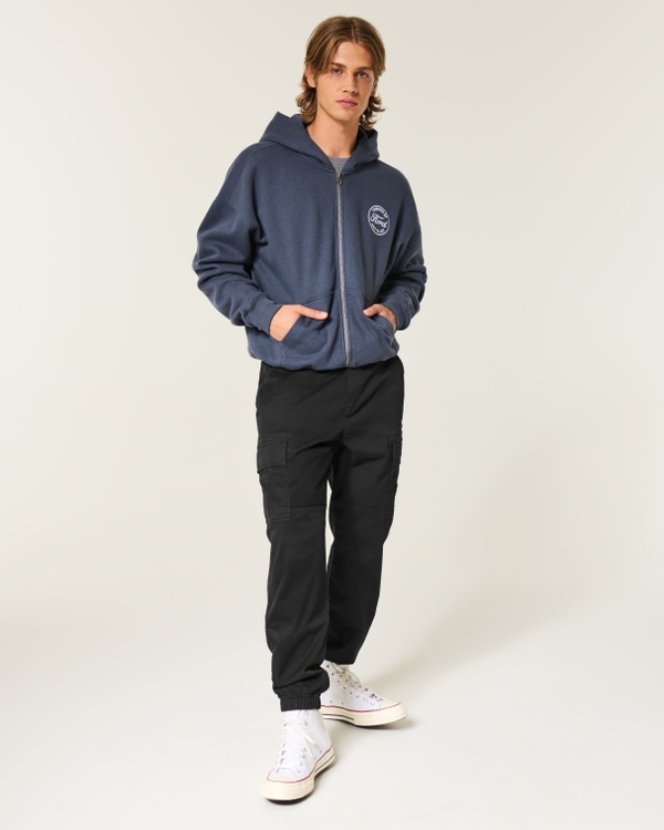 Relaxed Cargo Joggers, Black view 1