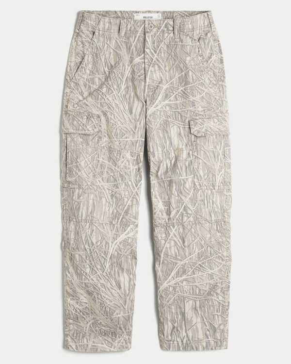 Camo Skater Baggy Cargo Pants, Cream Camo view 1