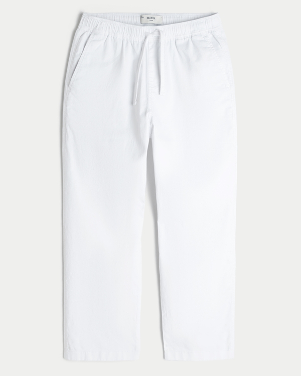 Loose Linen-Blend Pull-On Pants, White view 1