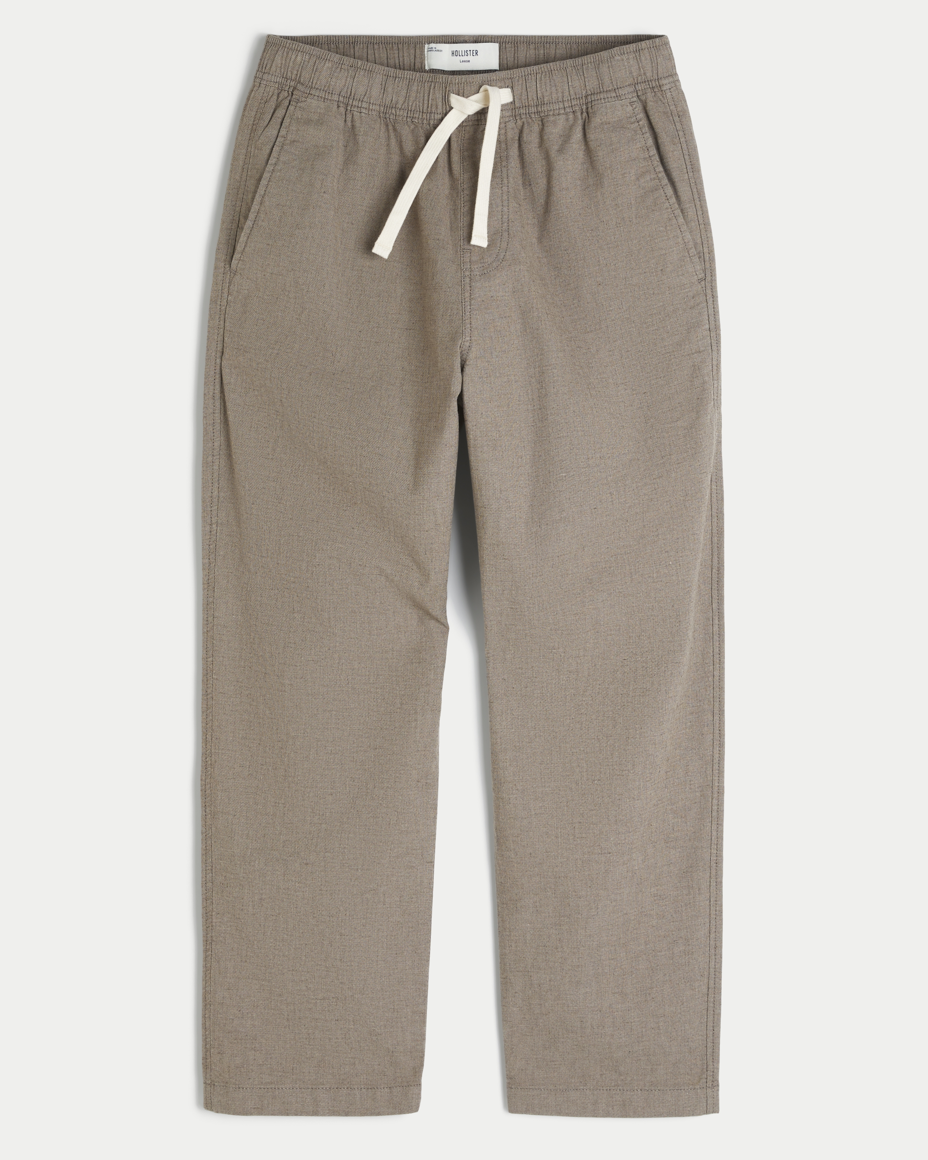 Loose Linen-Blend Pull-On Pants
