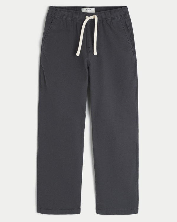 Loose Linen-Blend Pull-On Pants, Dark Gray view 1