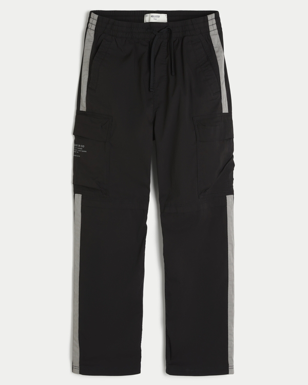 Baggy Cargo Track Pants, Black view 1
