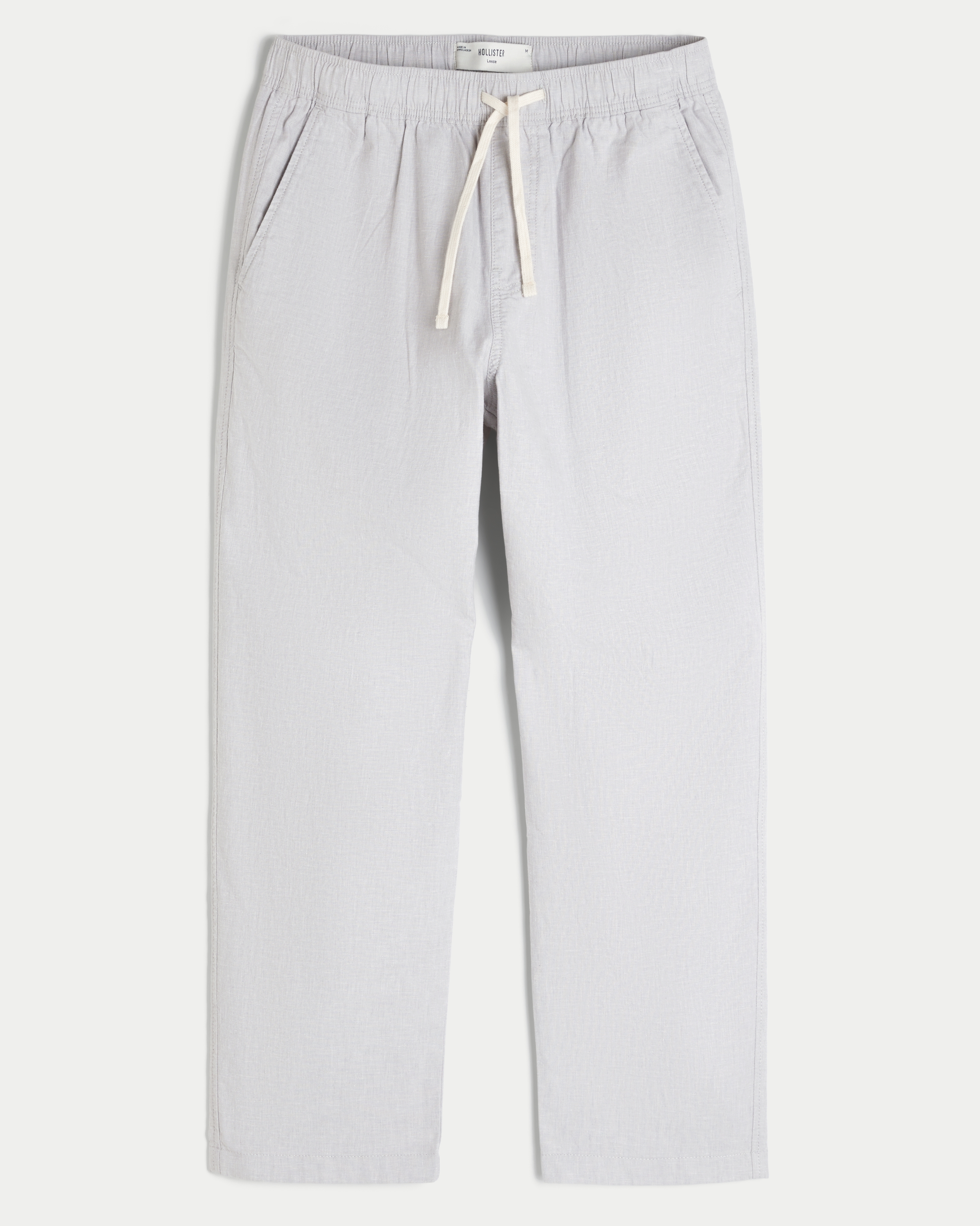 Linen-Blend Loose Pull-On Pants