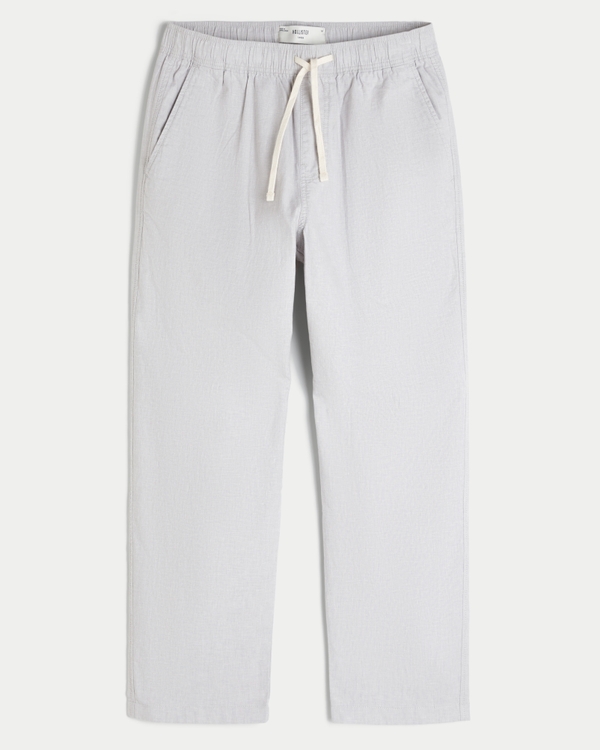 Linen-Blend Loose Pull-On Pants, Light Heather Gray view 1