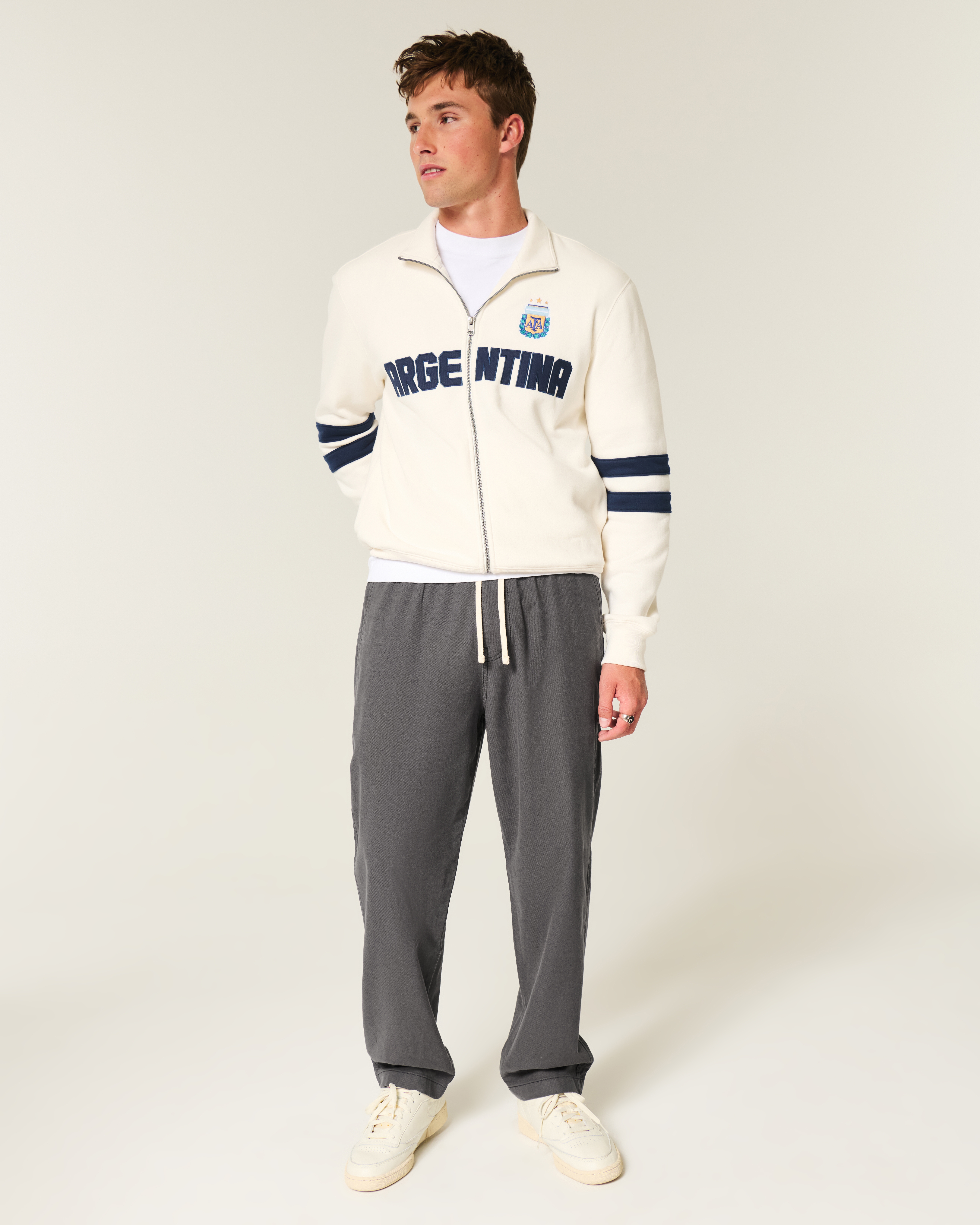 Linen-Blend Loose Pull-On Pants