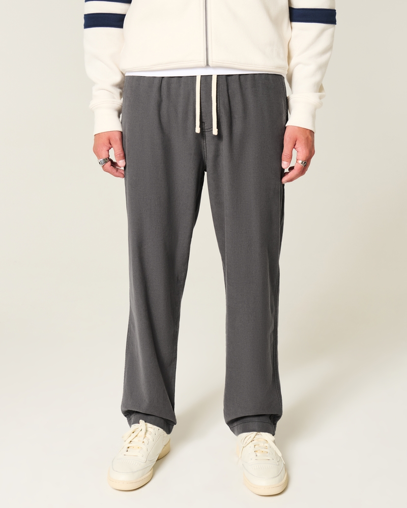 Linen-Blend Loose Pull-On Pants
