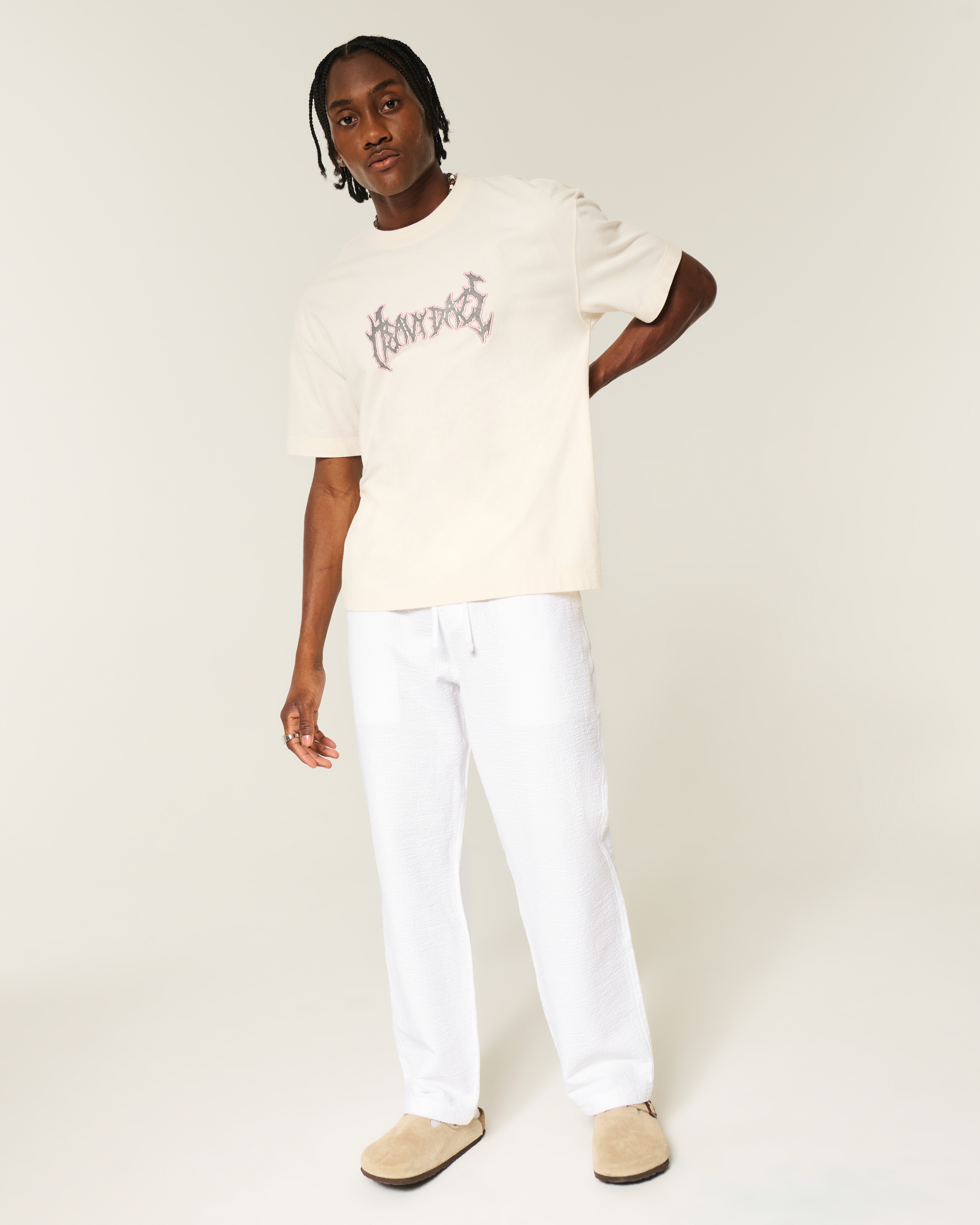 Seersucker Loose Pull-On Pants