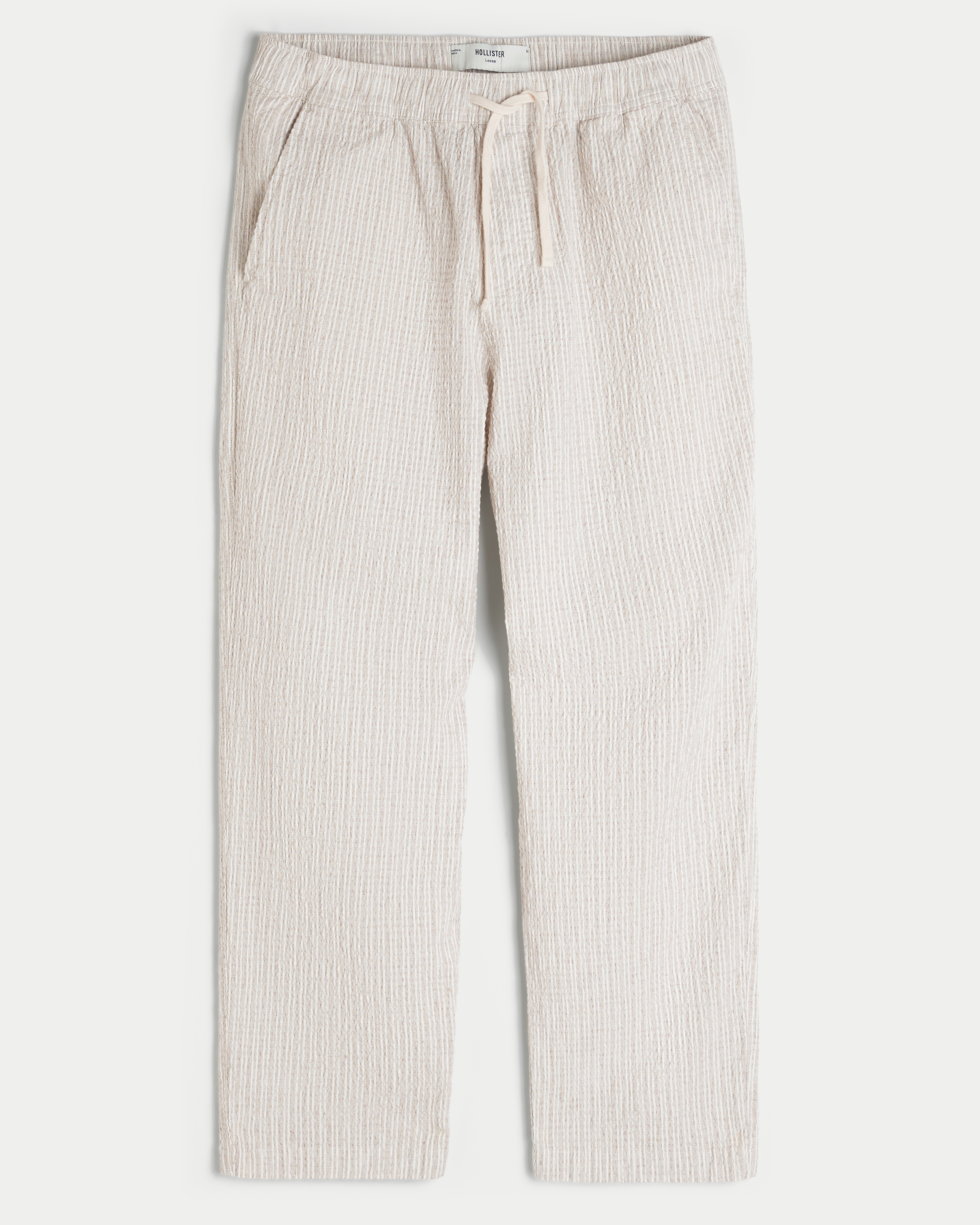 Seersucker Loose Pull-On Pants