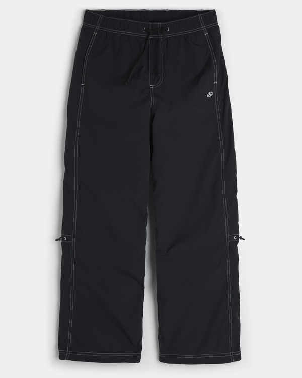 Super Baggy Nylon Pants, Black view 1