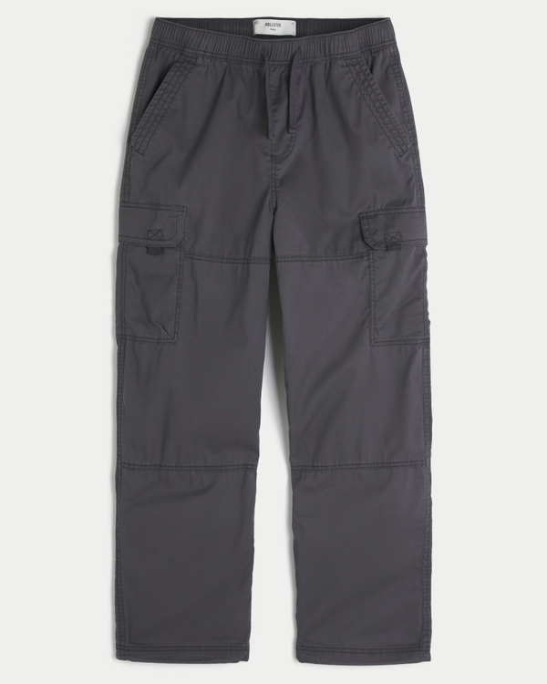 Baggy Cargo Pull-On Pants, Dark Gray view 1