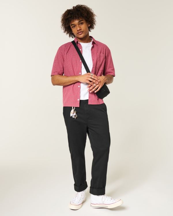 Slim Straight Chino Pants, Black view 1