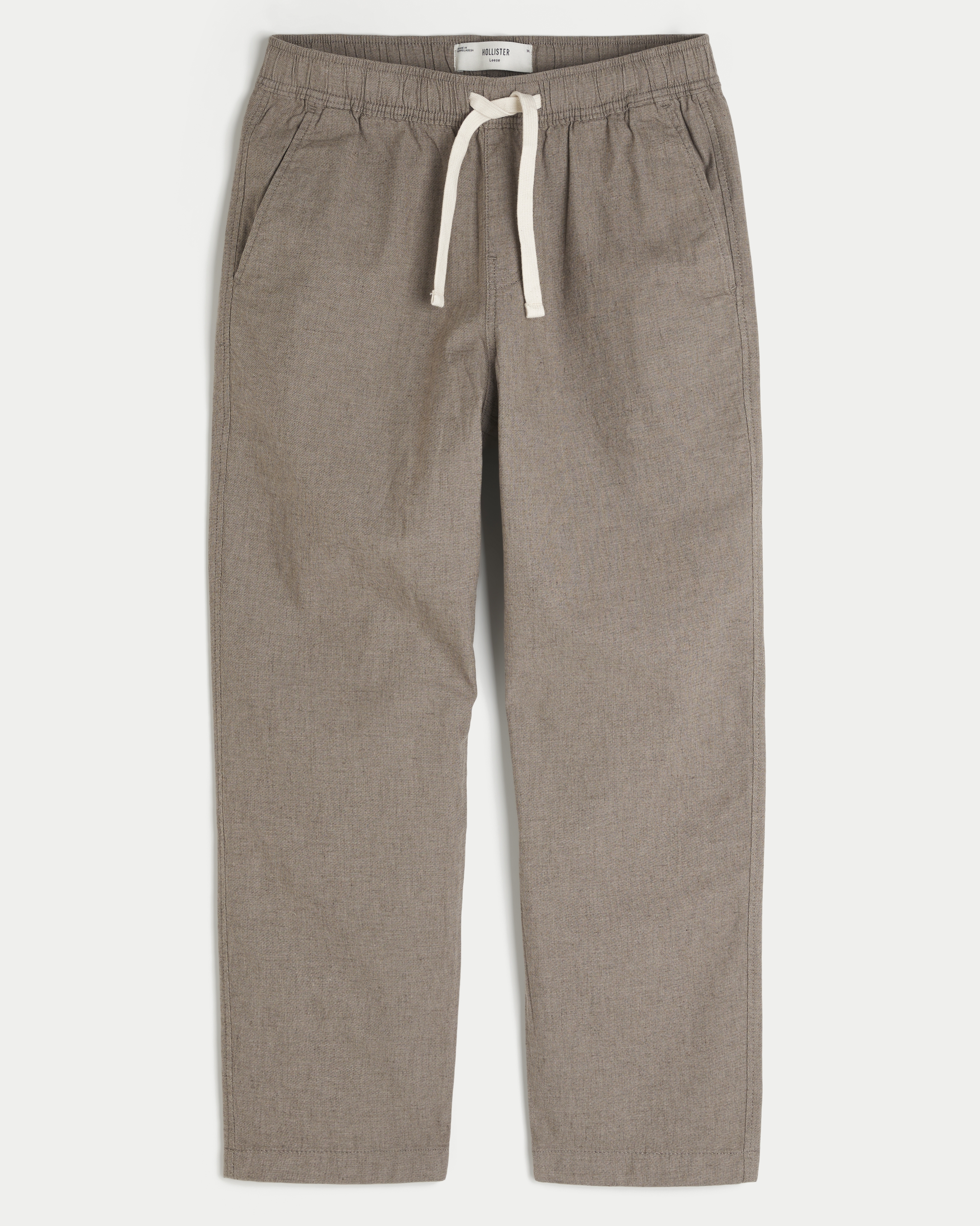 Linen-Blend Loose Pull-On Pants