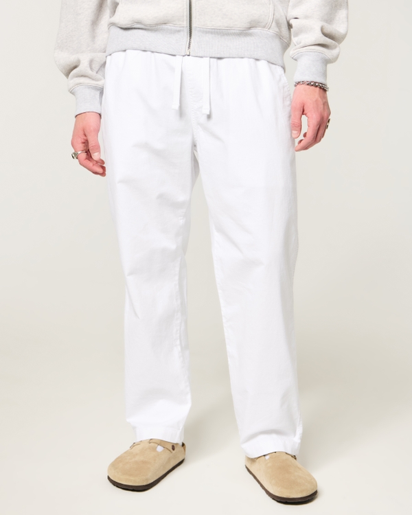 Linen-Blend Loose Pull-On Pants, White view 2