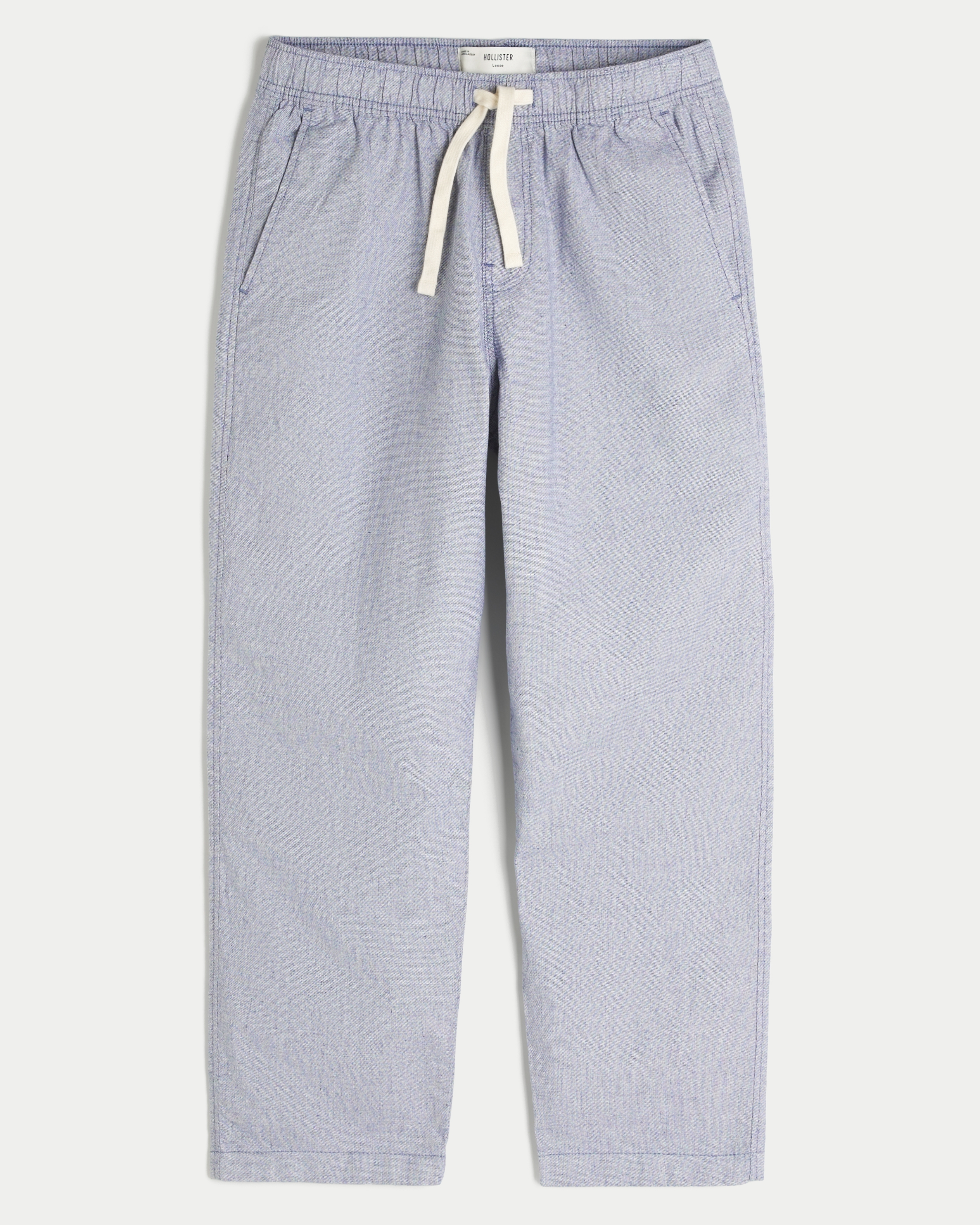 Loose Linen-Blend Pull-On Pants