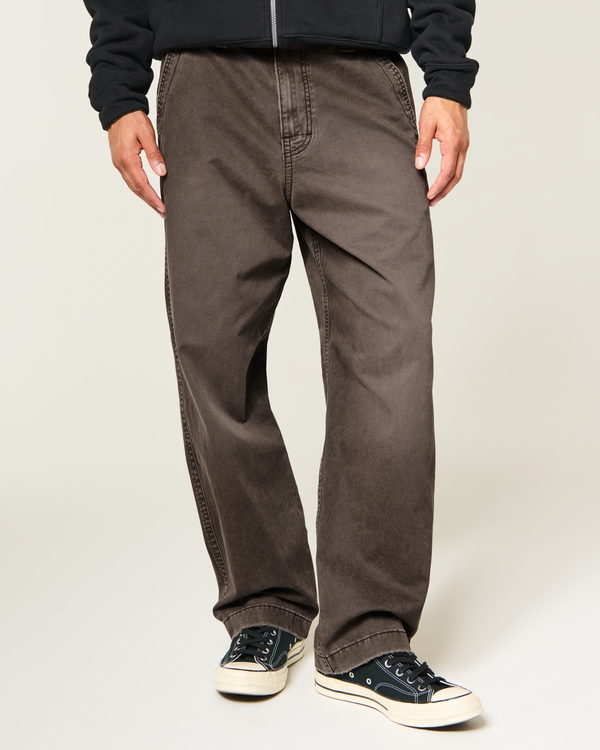 Y2K Baggy Chino Pants, Dark Brown view 2