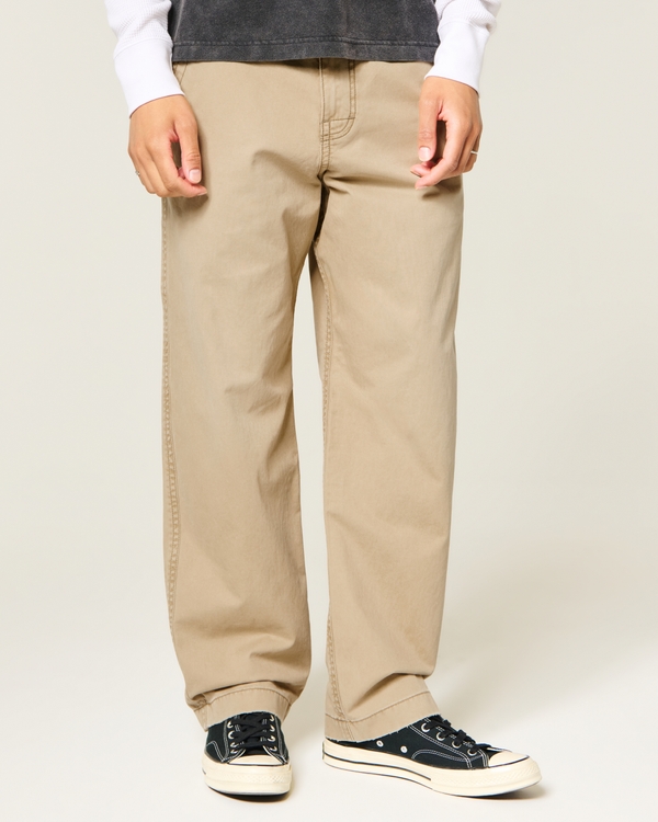Y2K Baggy Chino Pants, Khaki view 2